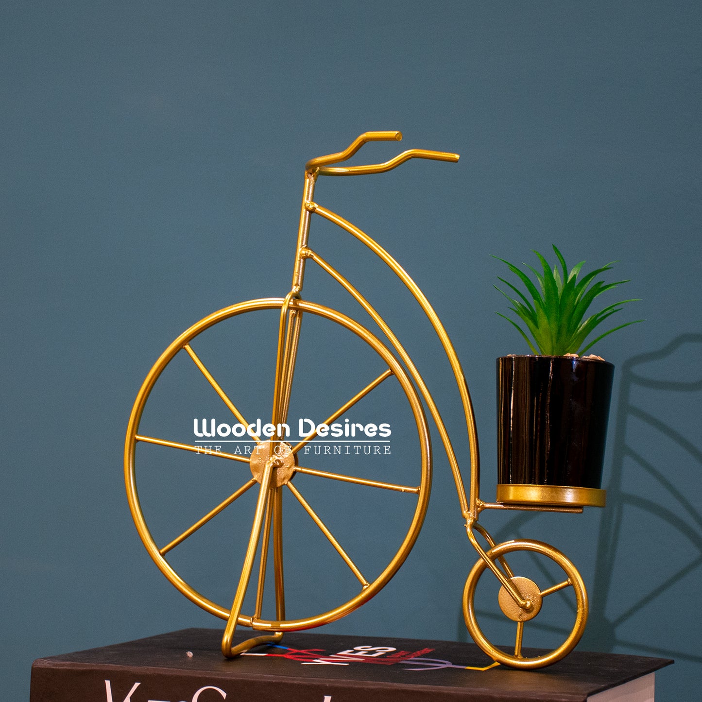 Golden Bicycle Planter