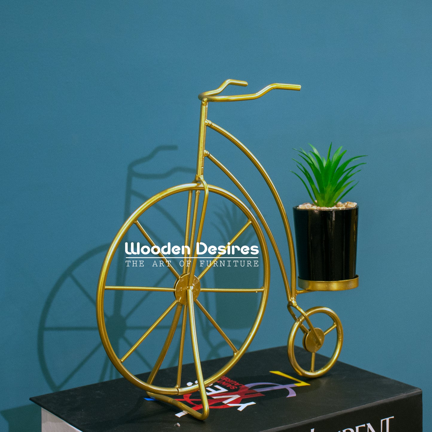 Golden Bicycle Planter