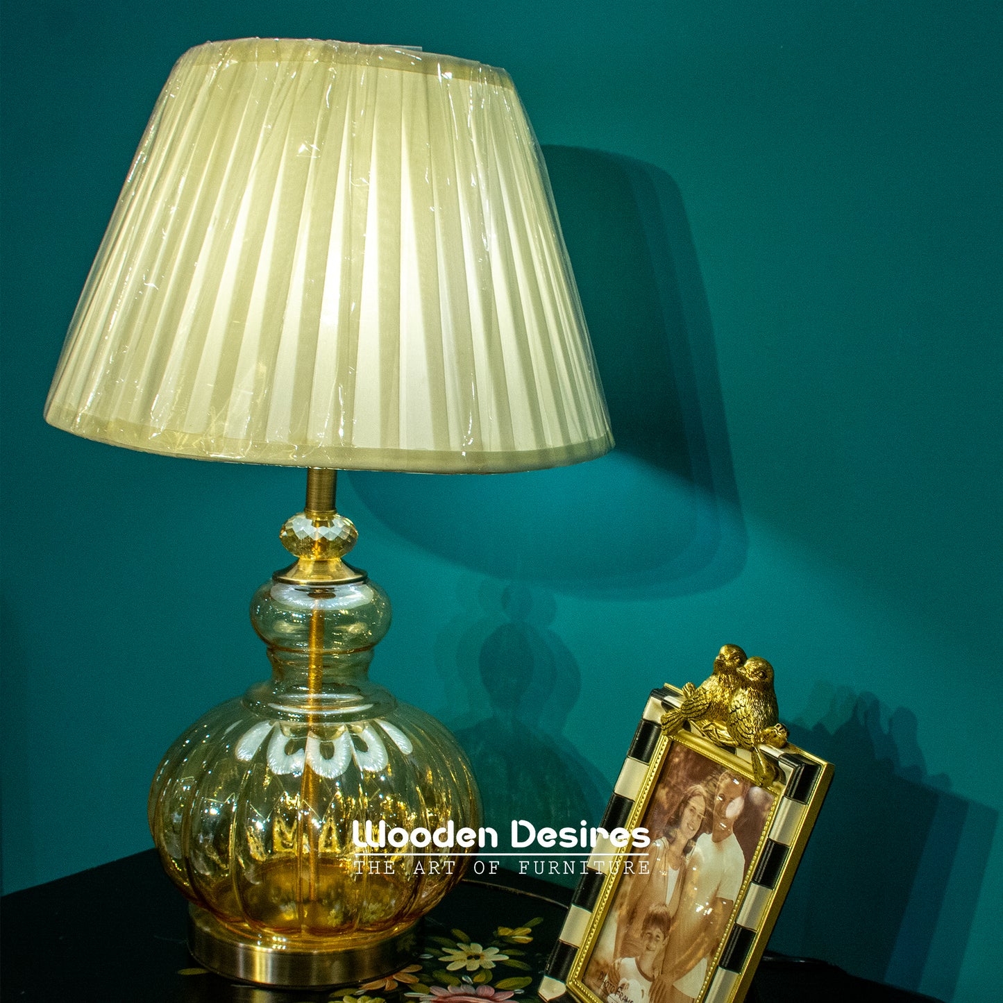 Glass Round Side Table Lamps (Pair)