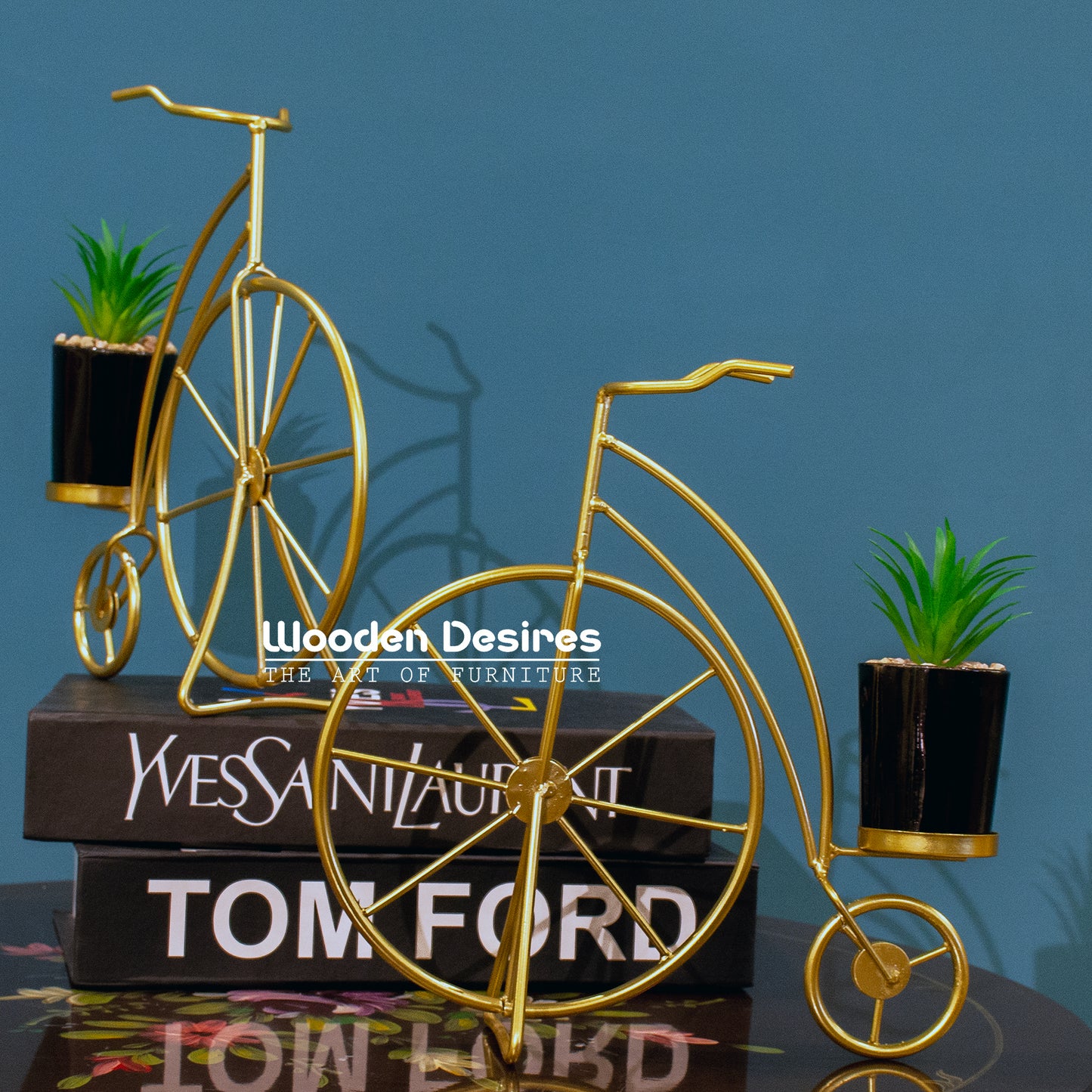 Golden Bicycle Planter