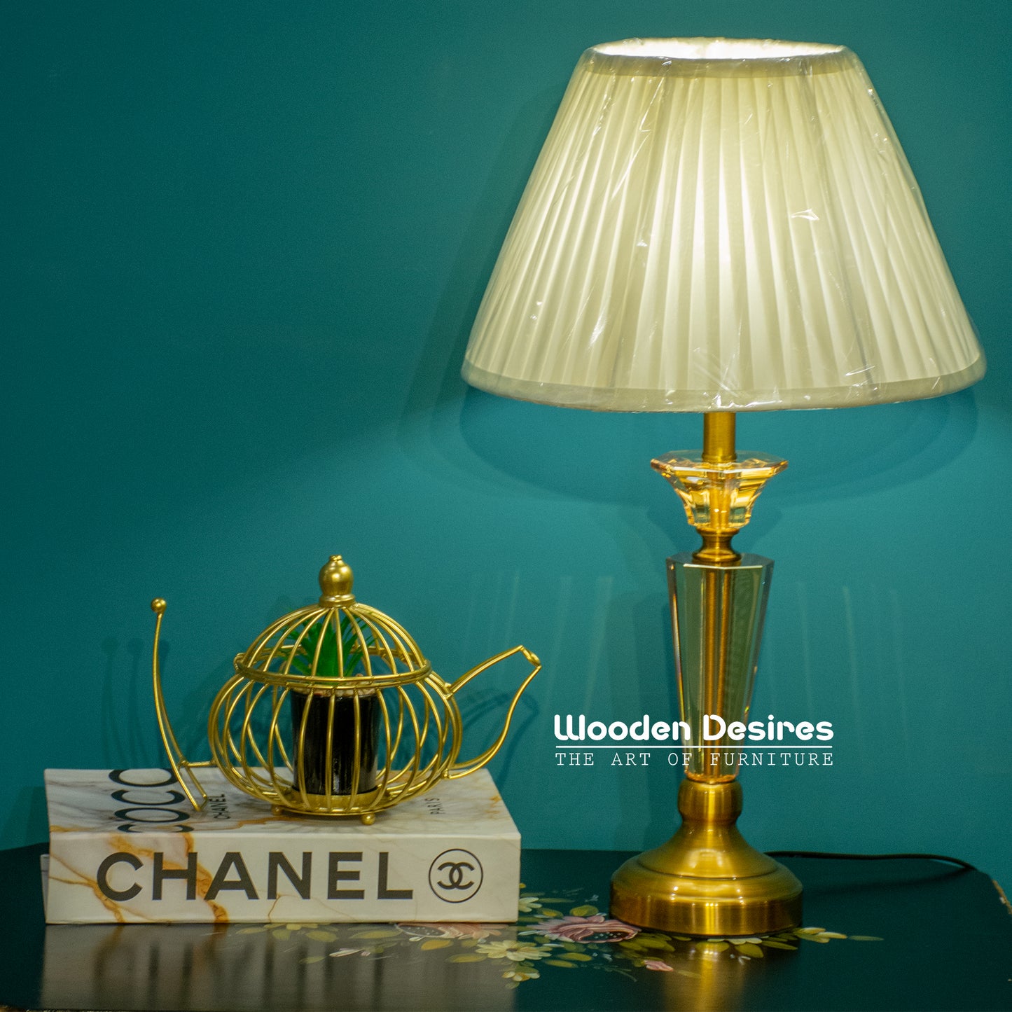 Modern Crystal Side Table Lamps (Pair)