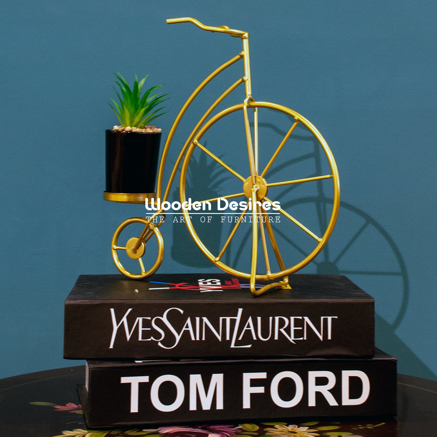 Golden Bicycle Planter