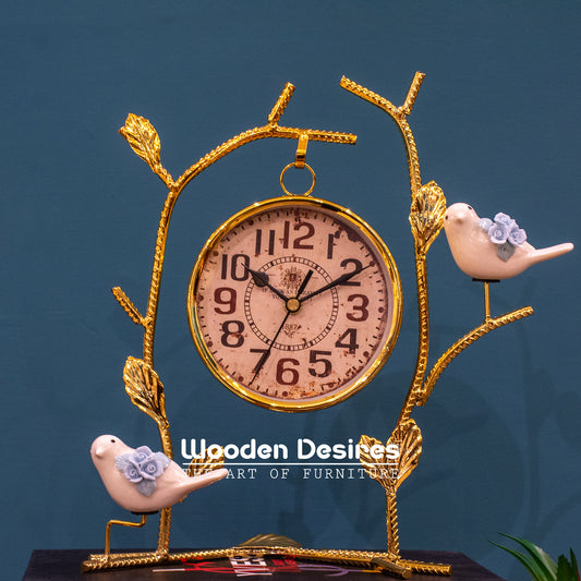 Luxury Table Clock with Birds