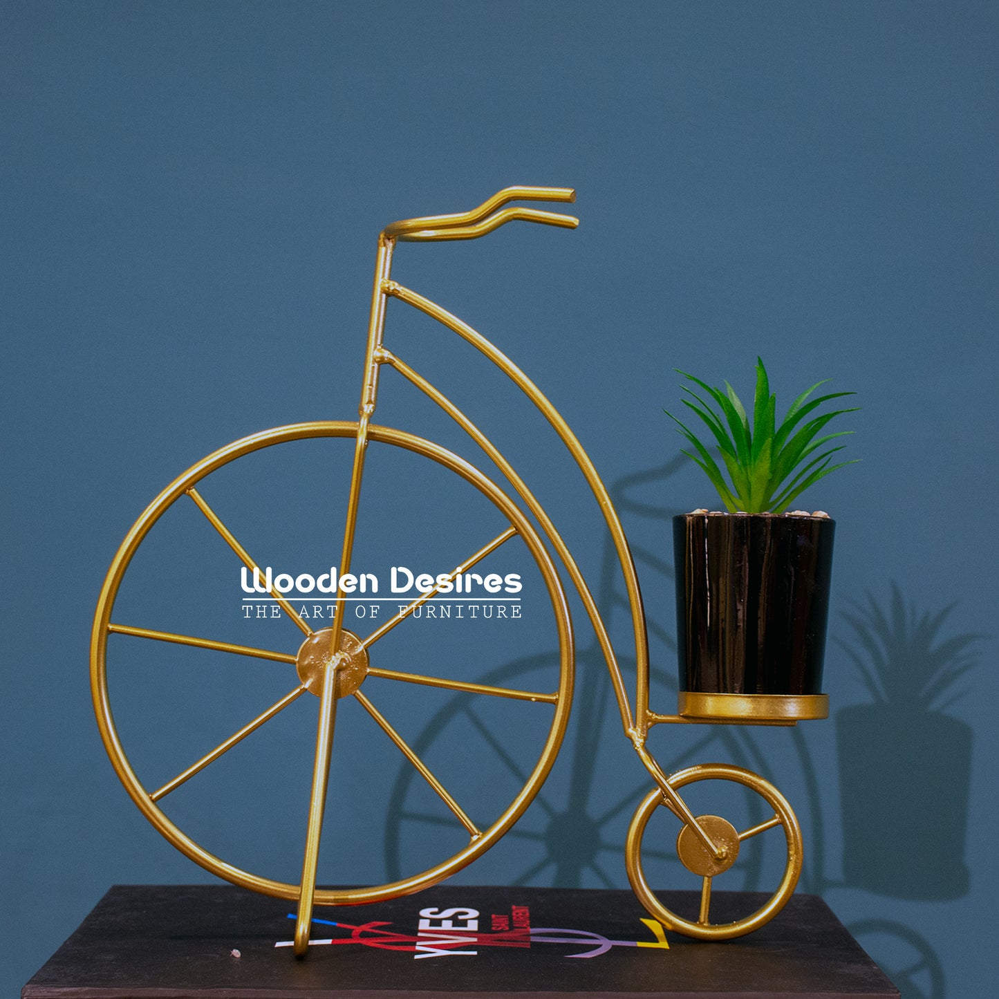 Golden Bicycle Planter