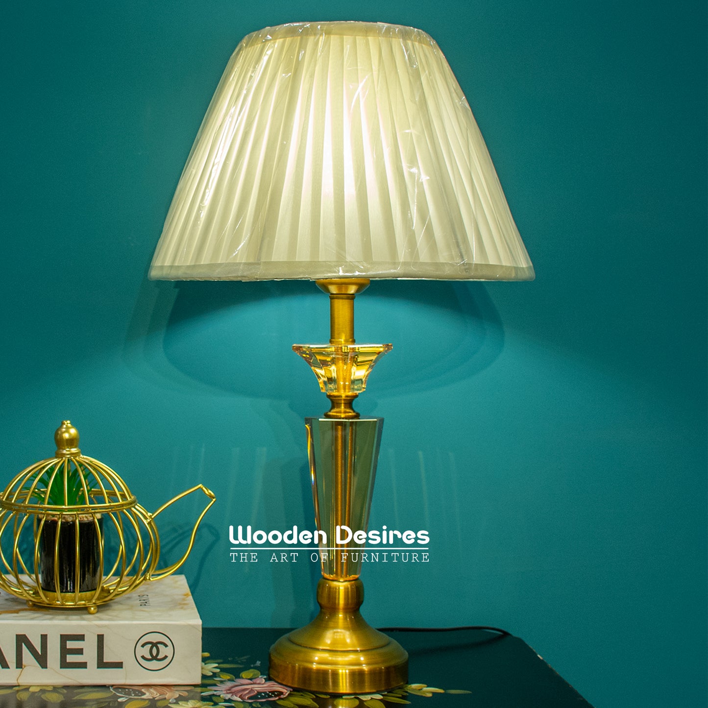 Modern Crystal Side Table Lamps (Pair)